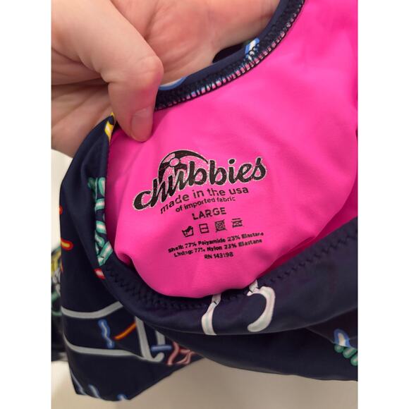 Chubbies Swimsuit Womens Large The Electric One-Piece Neon Lights Open Back - Picture 4 of 4